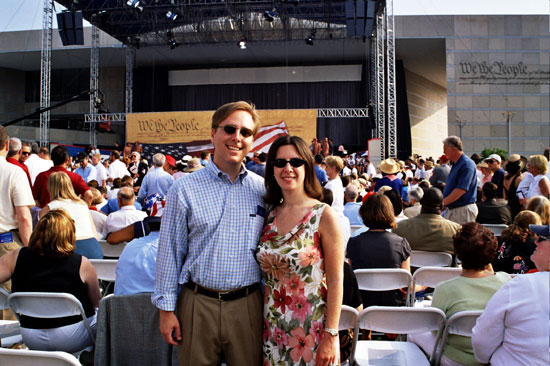 Jonathan and Leslie Bari, The Constitutional Walking Toul, at the Grand Opening Dedication Ceremony for the National Constitution Center - July 4, 2003